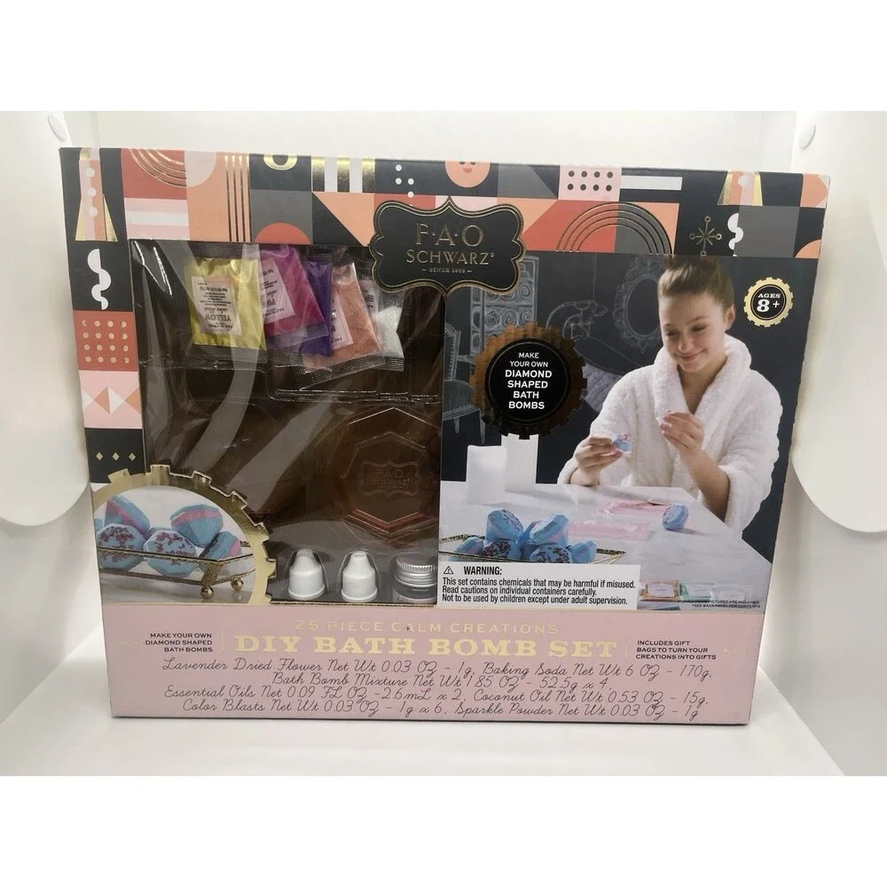 FAO Schwarz 25 Piece Calm Creations DIY Spa-Ready Bath Bomb Set for Kids New NIB